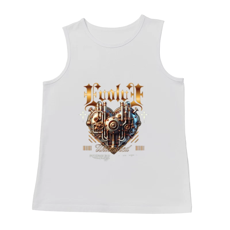 Steampunk Mechanical Heart with Gold Typography Design Male Tank Top