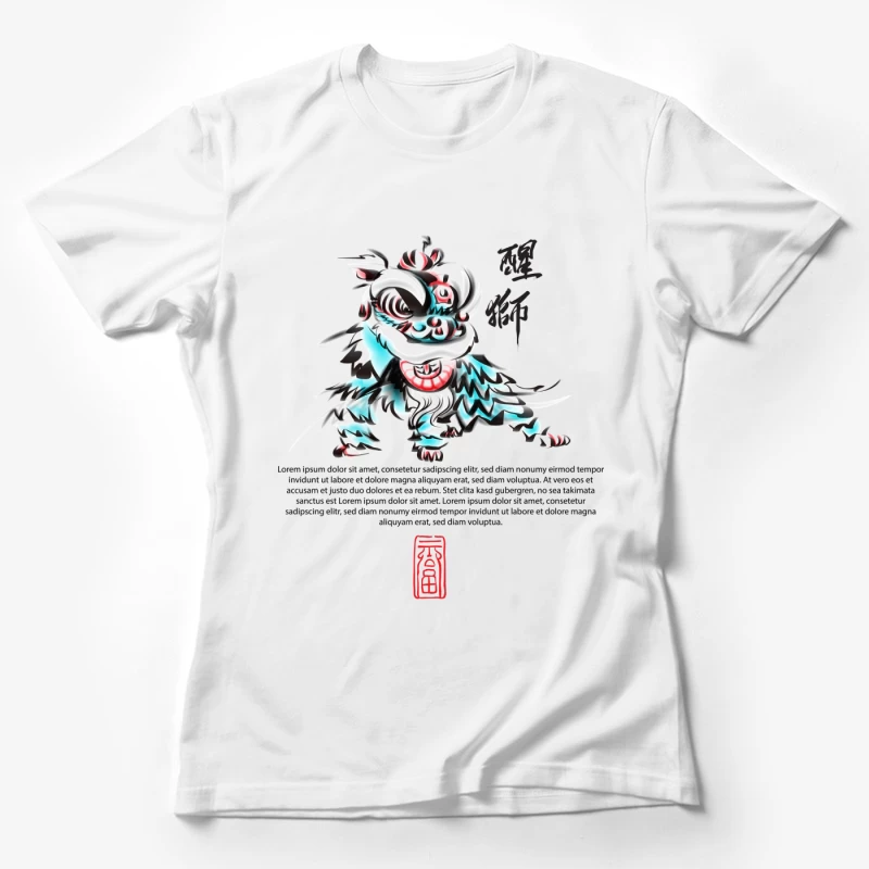 Traditionelles Löwentanz-Kunstdesign Damen T-Shirt