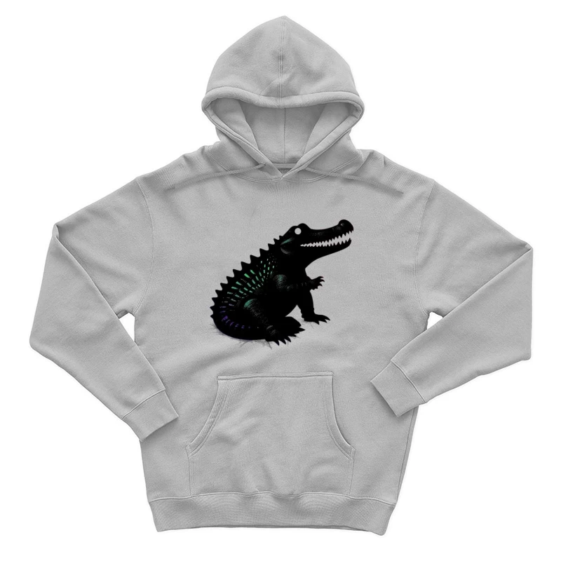 Cute Black Alligator Silhouette with Iridescent Details Male Pullover Hoodie