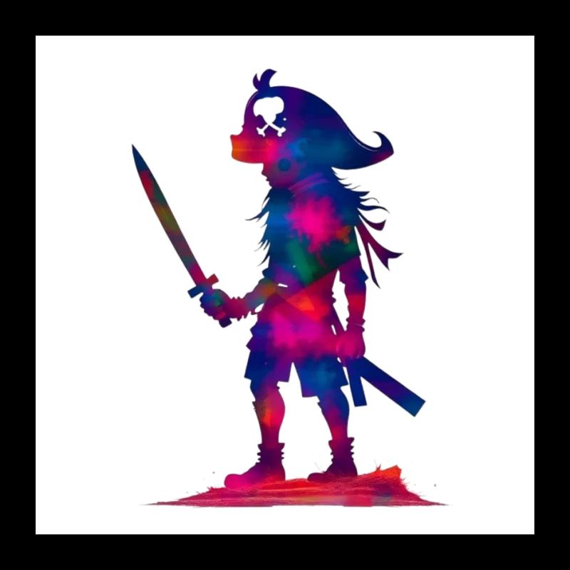 Cosmic Pirate Silhouette with Sword Pin