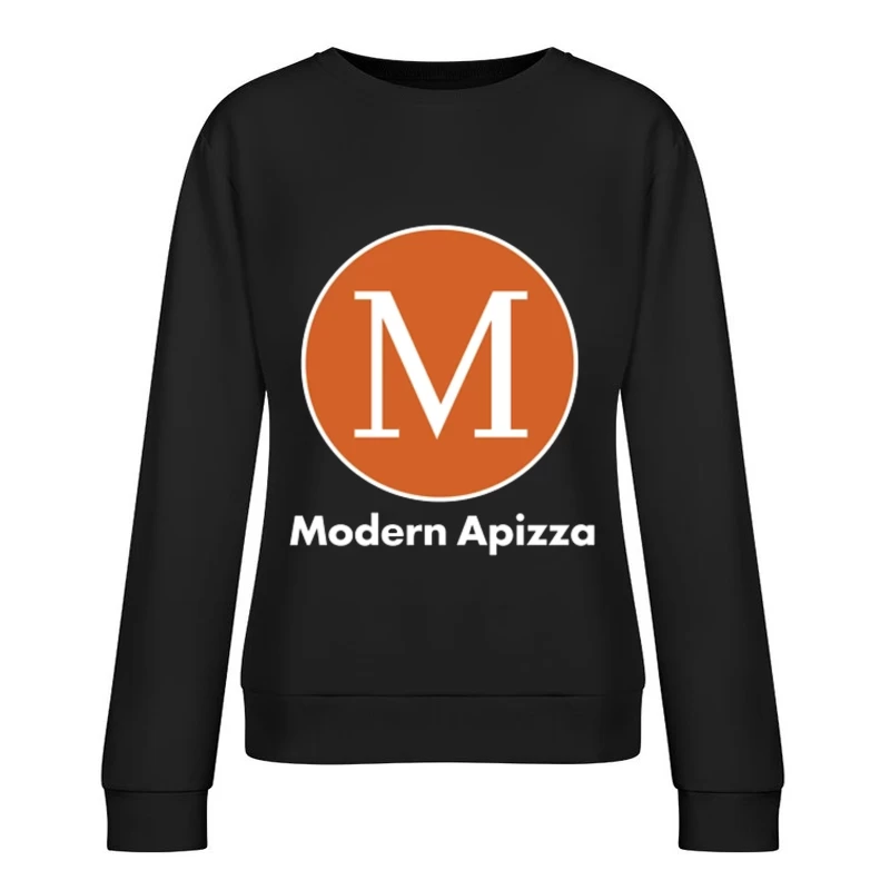 Modern Minimalist Orange Circle M Logo for Apizza Restaurant Female Pullover Sweatshirt