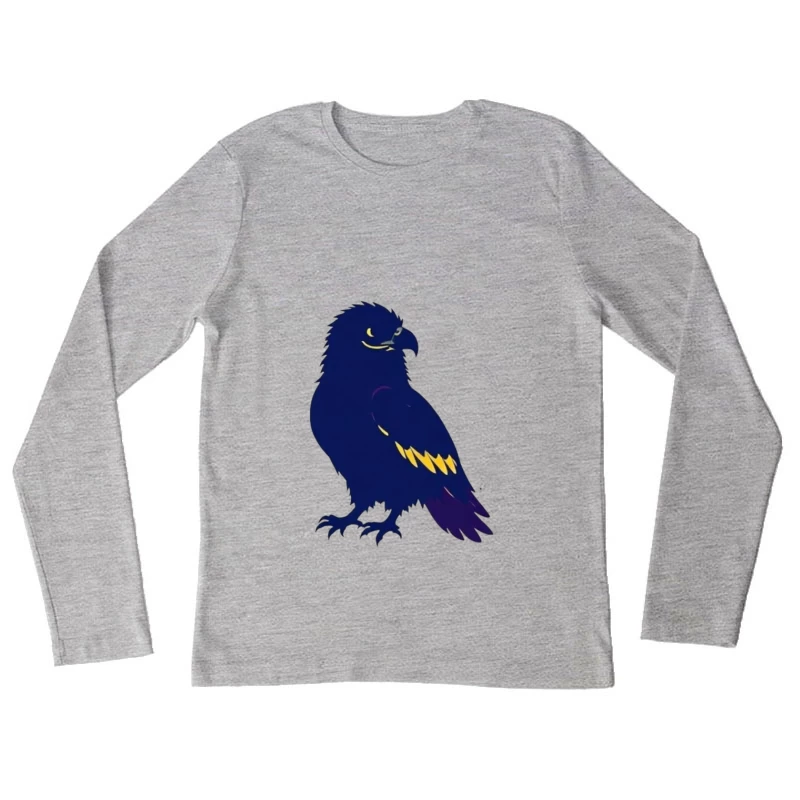 Stylized Navy Blue Raven Mascot Illustration Female Long Sleeve T-Shirt