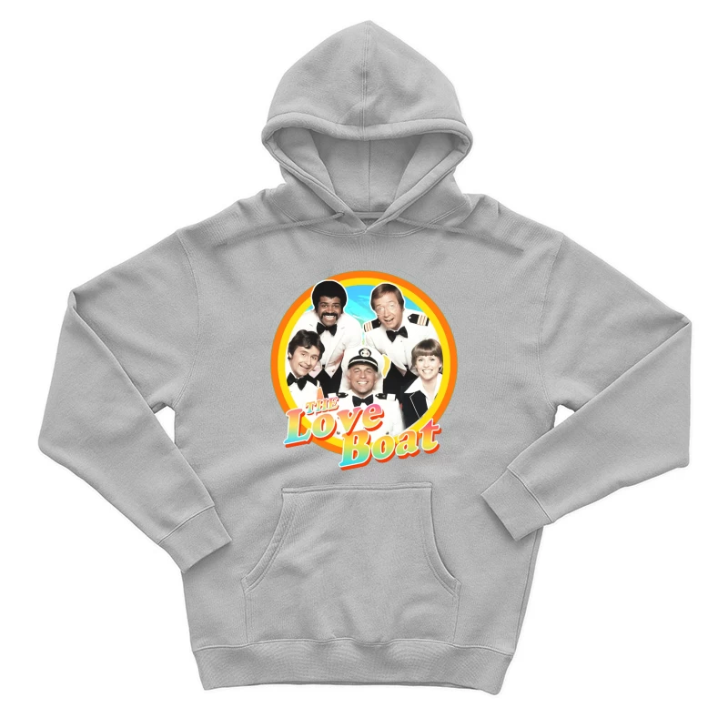 The Love Boat Classic TV Show Cast Promotional Image with Rainbow Circle Frame Male Pullover Hoodie