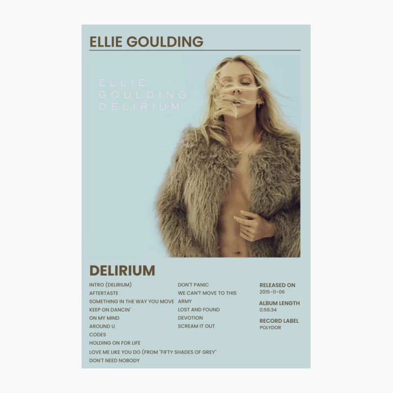 Ellie Goulding's Delirium Album Cover and Track List Cotton Tote Bag