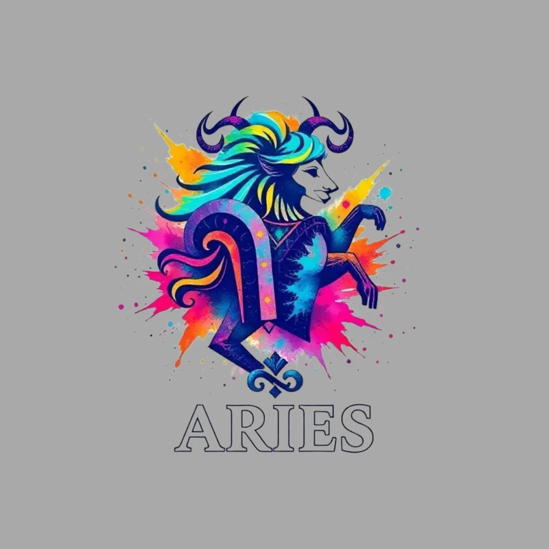 Colorful Aries Zodiac Illustration Male Pullover Hoodie