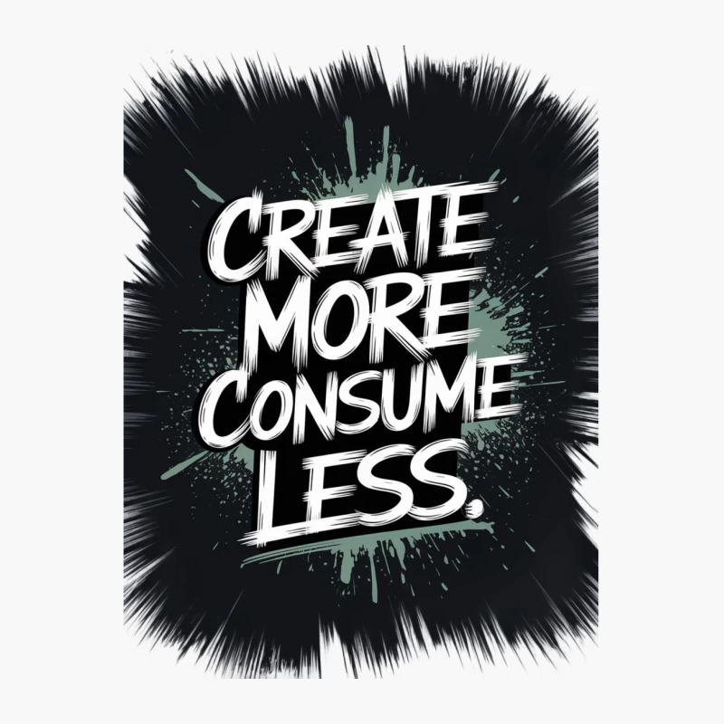 Inspiring Typography: Create More, Consume Less Cotton Tote Bag