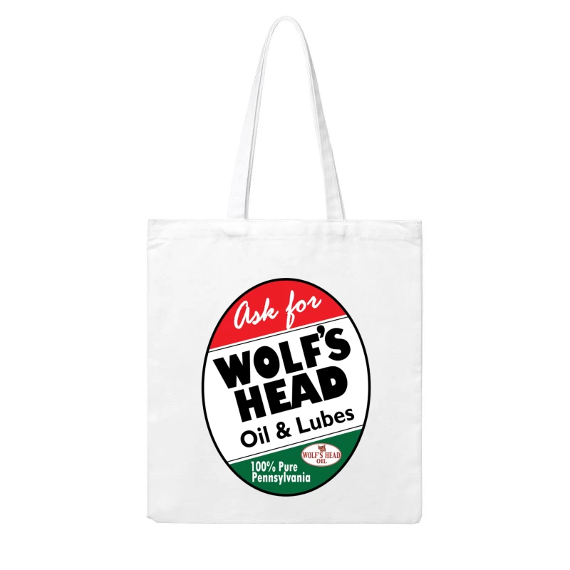 Vintage Wolf's Head Pennsylvania Motor Oil and Lubricants Advertisement Sign Cotton Tote Bag