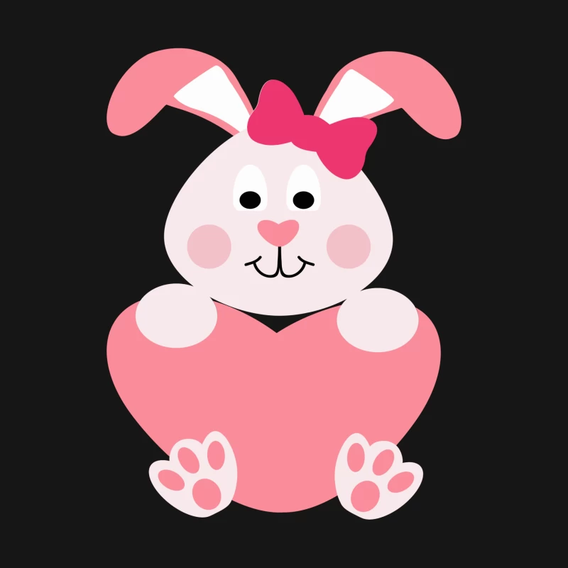 Lapin mignon avec cœur rose Homme Manches Longues T-Shirt