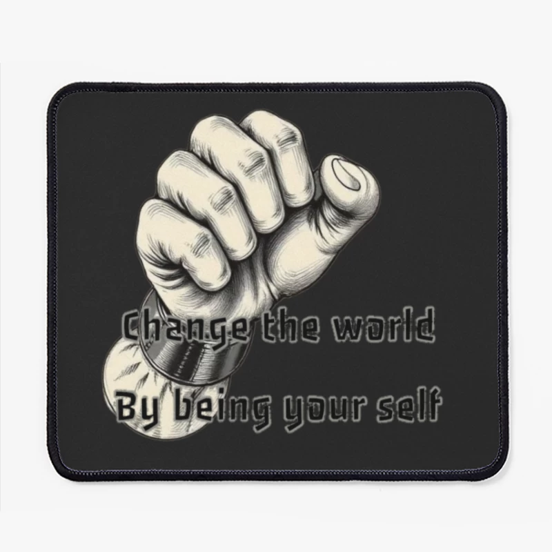 Empowering Motivational Art: Raised Fist with Self-Expression Message Mouse Pad