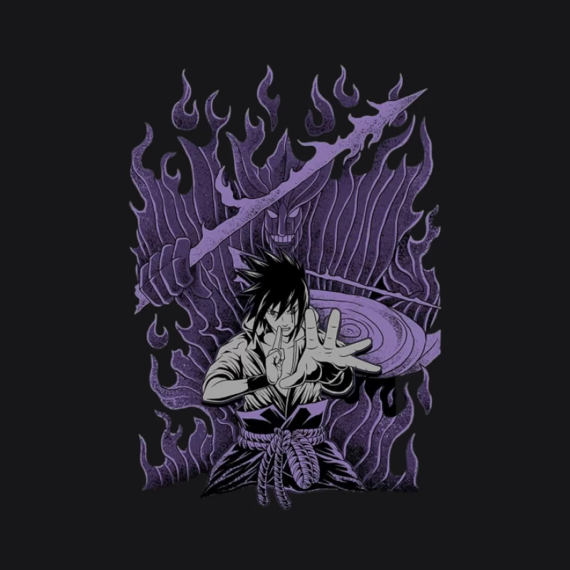 Ninja mit Susanoo und lila Flammen Damen Pullover Hoodie