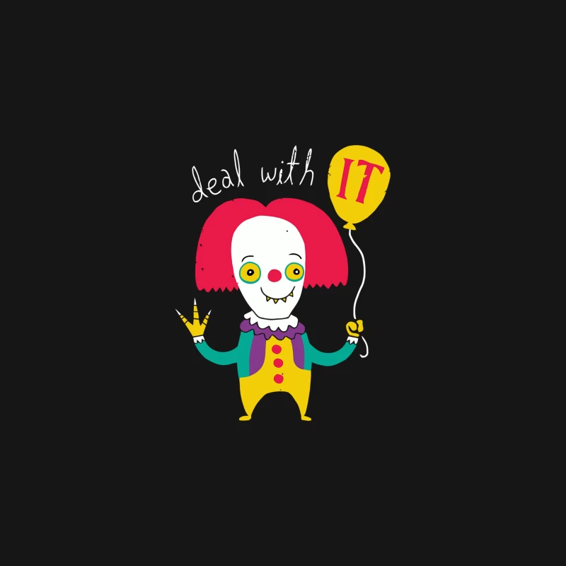 Colorful Cartoon Clown with IT Balloon: Creepy Horror Character Desk Mat