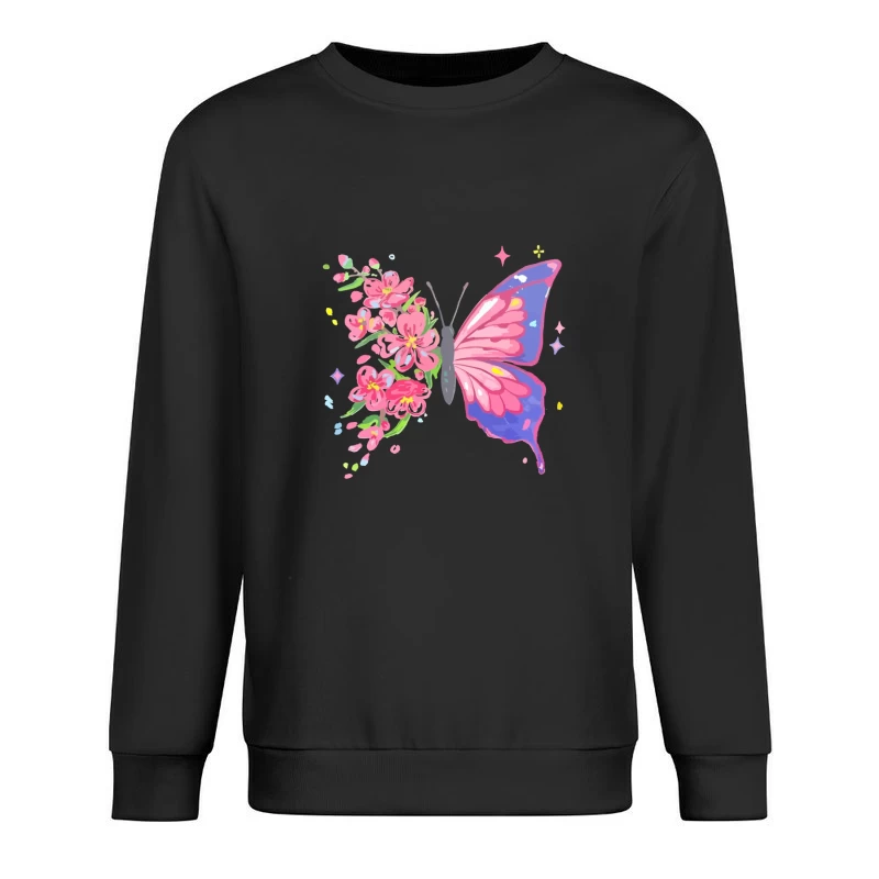 Schmetterling mit Blüten Herren Pullover Sweatshirt