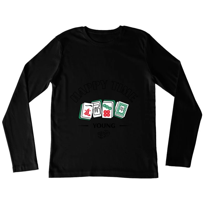 Mahjong Spielsteine Illustration Damen Langarm T-Shirt