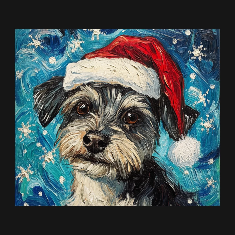 Christmas Pet Portrait of Schnauzer in Santa Hat with Starry Background Mouse Pad