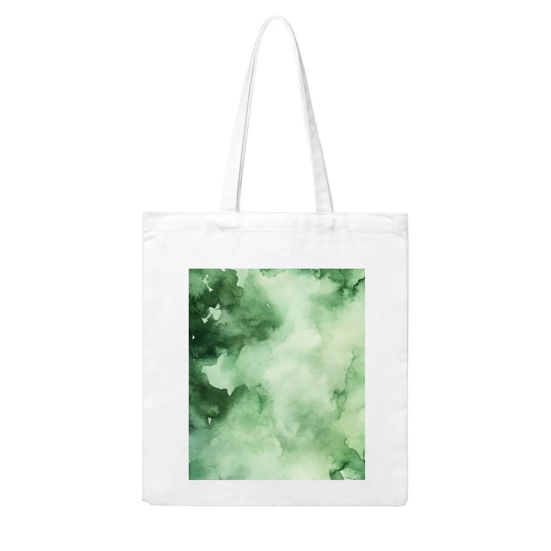 Abstract Green Watercolor Texture: Fluid Nature-Inspired Background Cotton Tote Bag