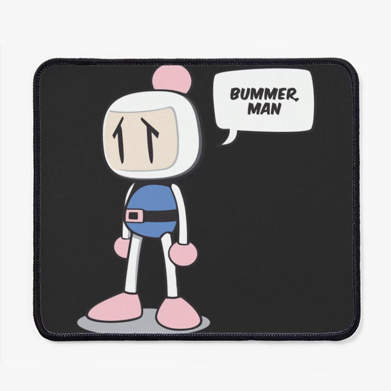 Cute Cartoon Character "Bummer Man" with Speech Bubble Mouse Pad
