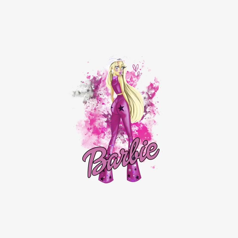 Lila Barbie Mode Illustration Damen Langarm T-Shirt