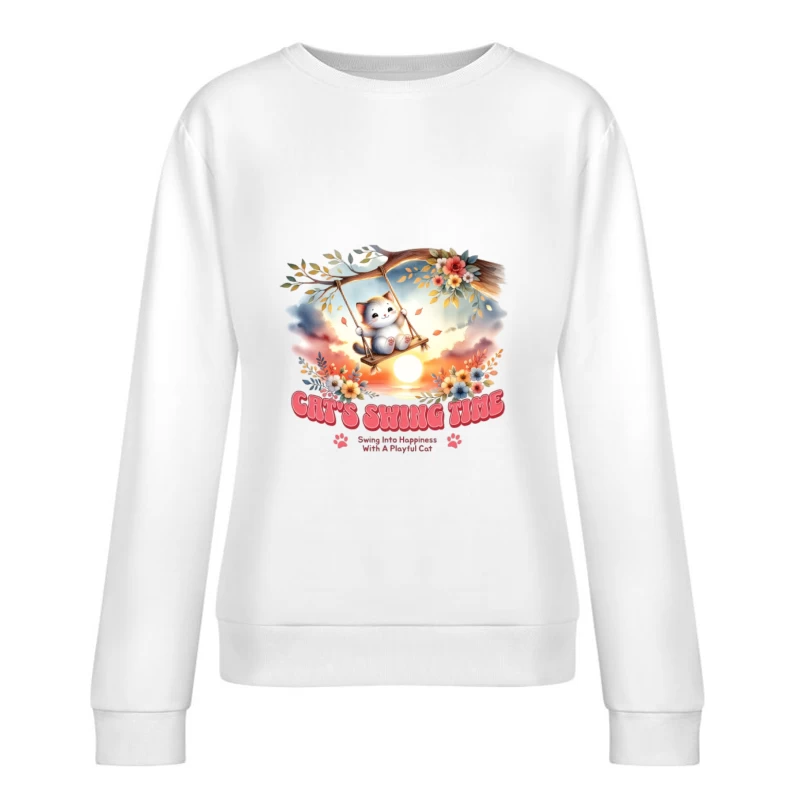 Zeit zum Schaukeln mit einer verspielten Katze Damen Pullover Sweatshirt