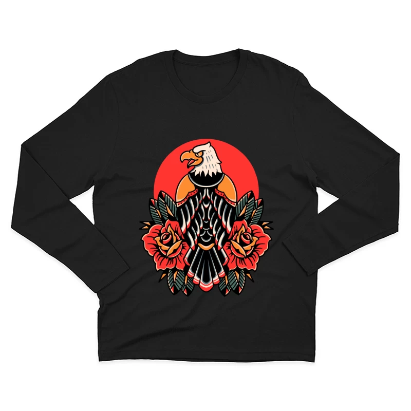 Eagle and Roses Tattoo Art Male Long Sleeve T-Shirt