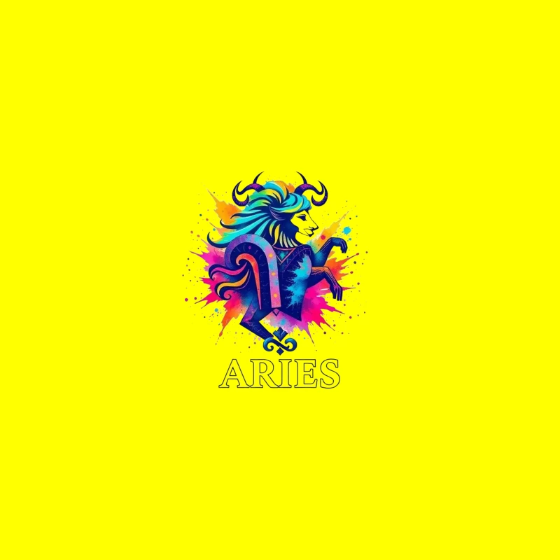 Colorful Aries Zodiac Illustration Desk Mat