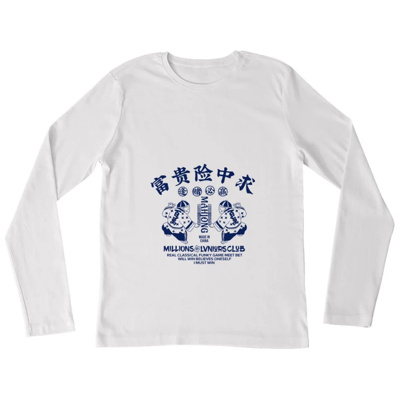 Mahjong und Kunstdesign Pullover Damen Langarm T-Shirt