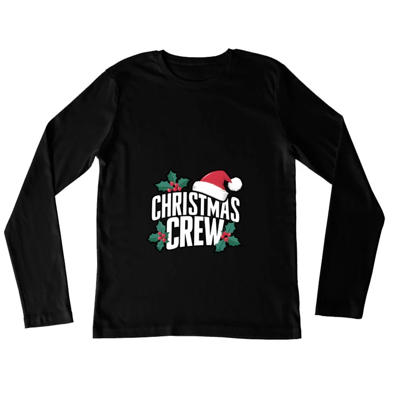 Chapeau de Noël et houx Femme Manches Longues T-Shirt