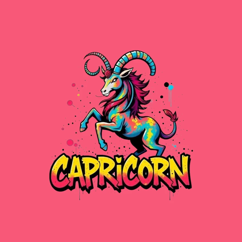 Vibrant Capricorn Zodiac Art Tapestry