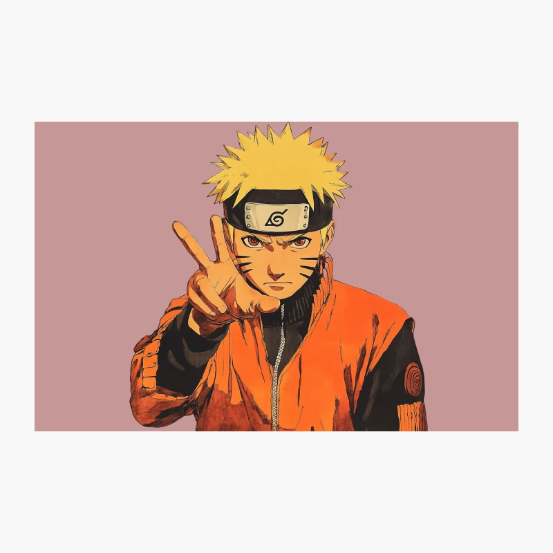 Iconic Anime Ninja with Orange Jacket and Hand Sign Travel Mug