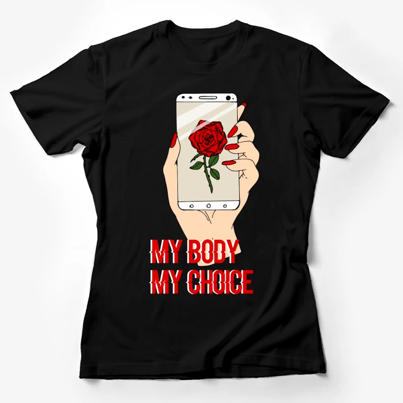 Illustration féministe avec rose et téléphone Femme T-Shirt
