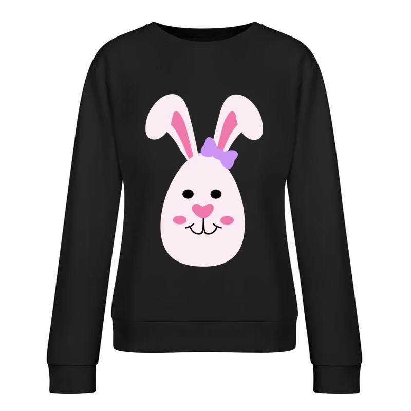 Visage de lapin mignon avec nœud Femme Sweat-shirt à enfiler