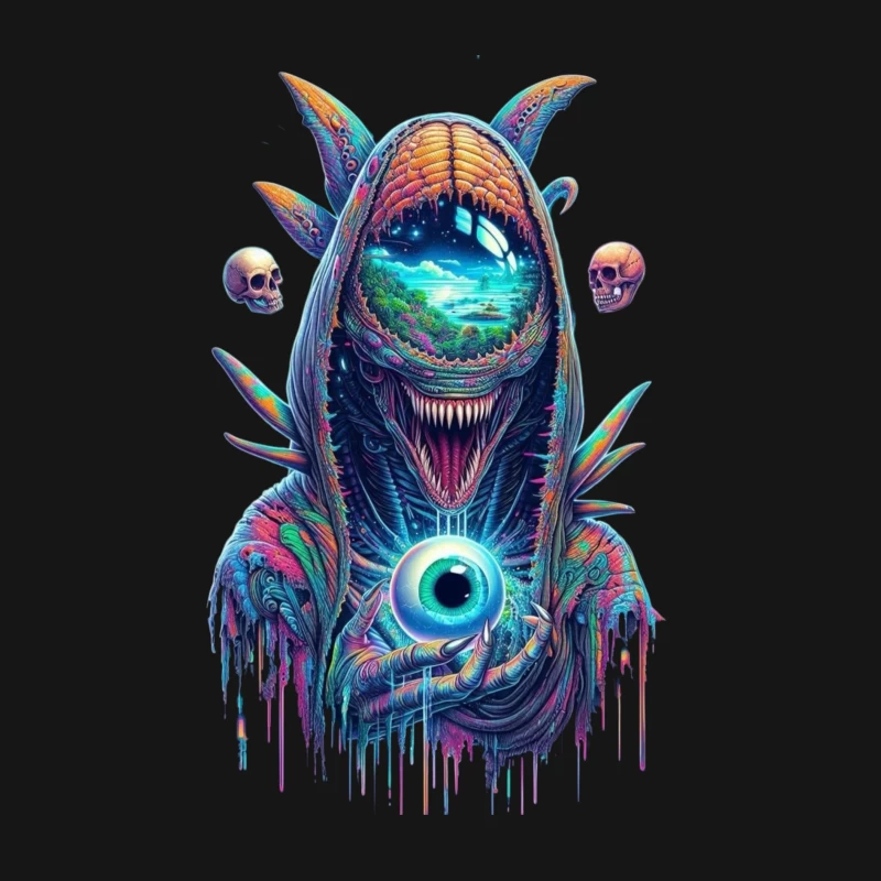 Surreal Cosmic Monster in Vibrant Colors Female Long Sleeve T-Shirt