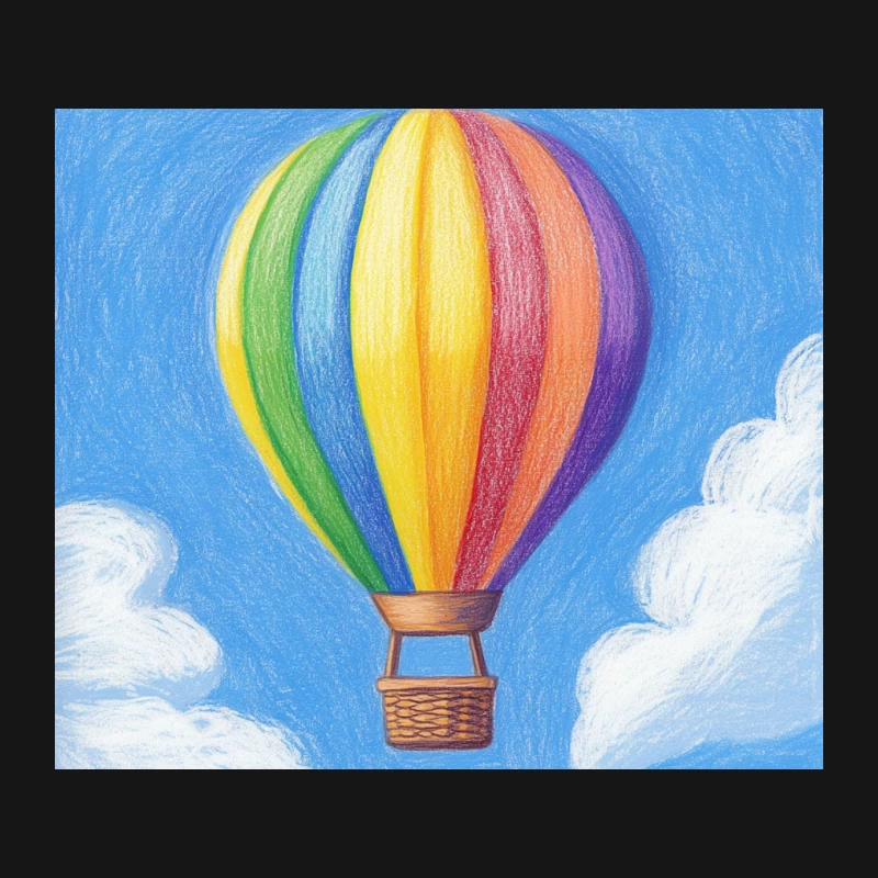 Colorful Hot Air Balloon in Clear Blue Sky Illustration Mouse Pad