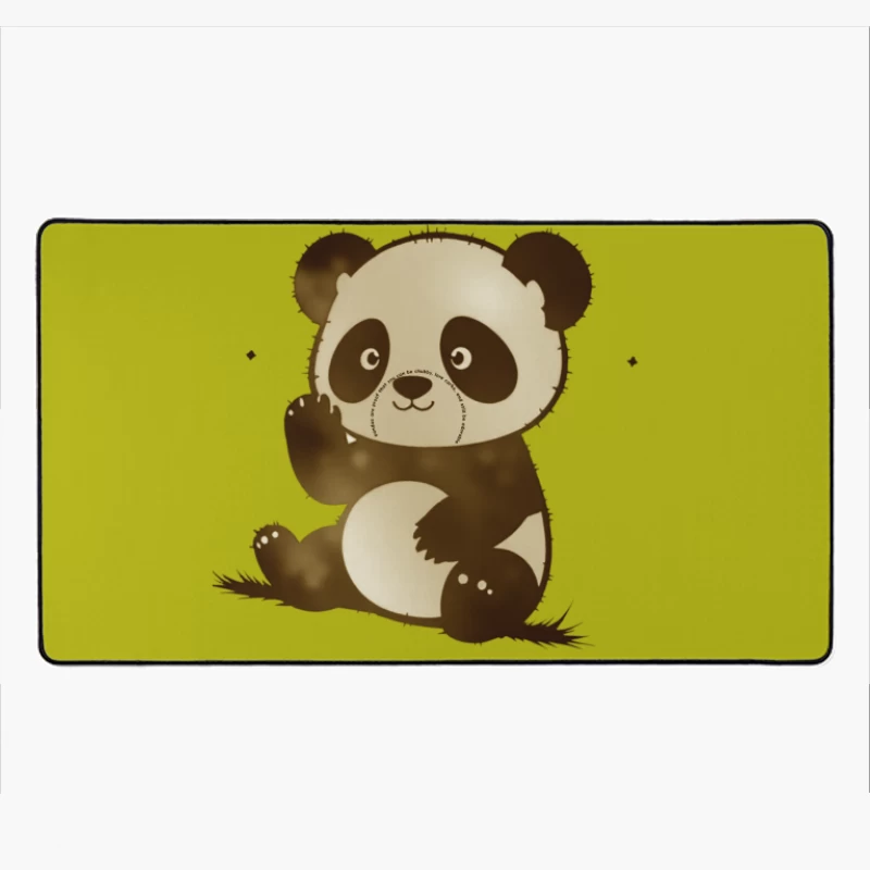 Cute Cartoon Panda Bear Illustration Desk Mat