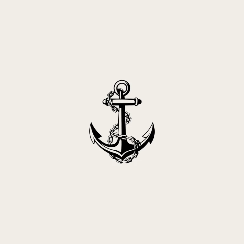 Black and White Nautical Anchor with Chain Symbol Bucket Hat