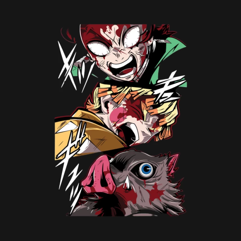 Kämpferische Anime-Charaktere Herren T-Shirt