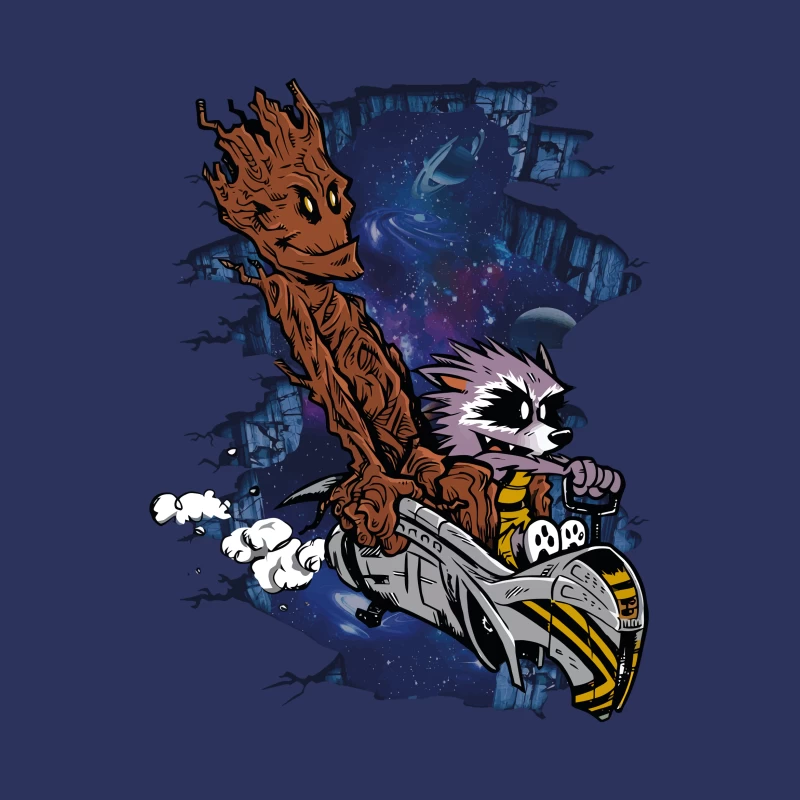 Galactic Warrior and Rebel Pilot in Deep Space Male T-Shirt