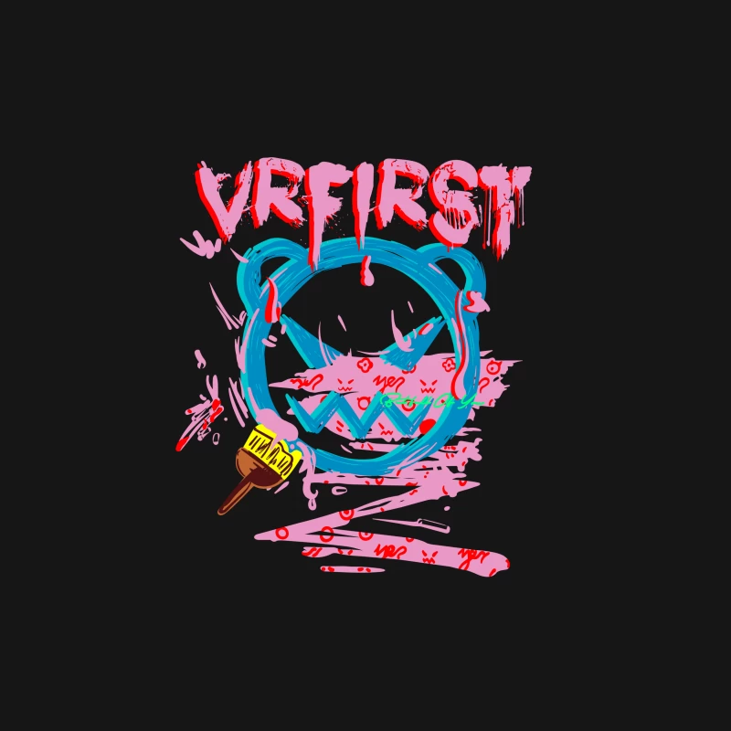 Buntes Graffiti-Design mit VR-Elementen Herren T-Shirt