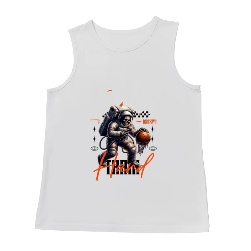 Skeleton Astronaut Playing Basketball in Space Male Tank Top