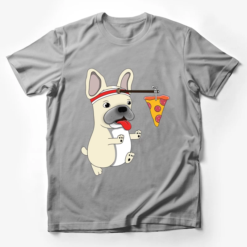 Chien mignon poursuivant une pizza Homme T-Shirt