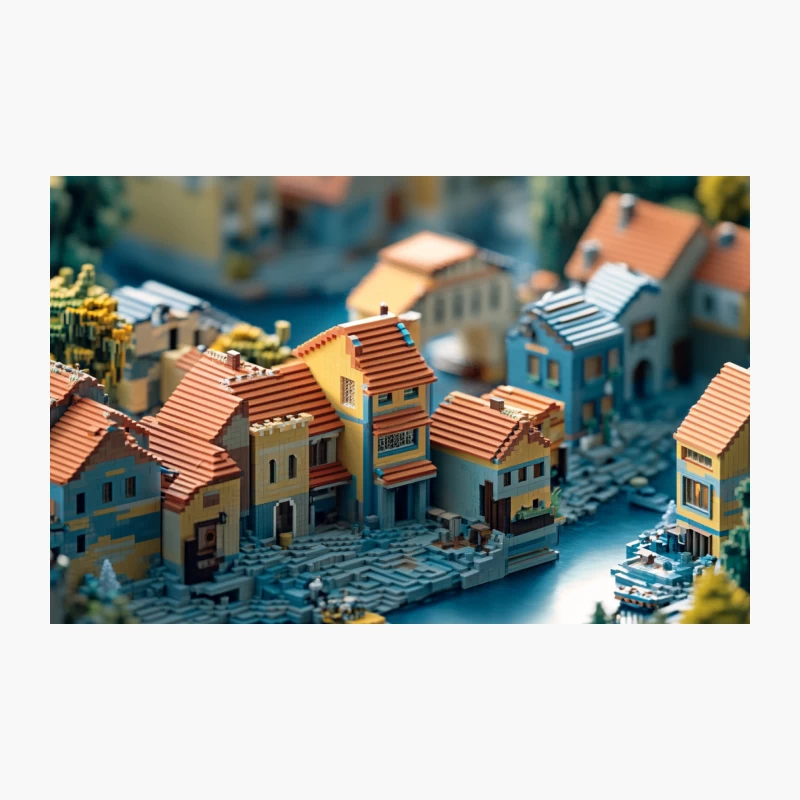 Charming Miniature Coastal Village: A Tilt-Shift Wonder Travel Mug