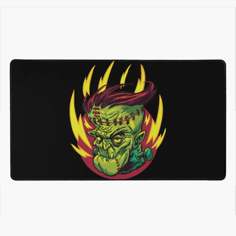 Colorful Cartoon Frankenstein Monster Illustration Desk Mat