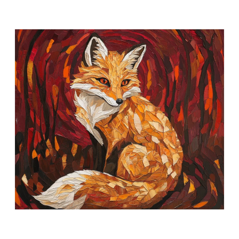 Abstract Fox Painting: Vibrant Wildlife Art Tapestry