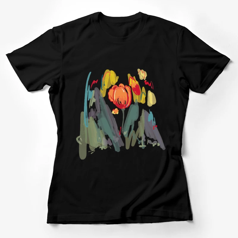 Bunte Blumenillustration Damen T-Shirt