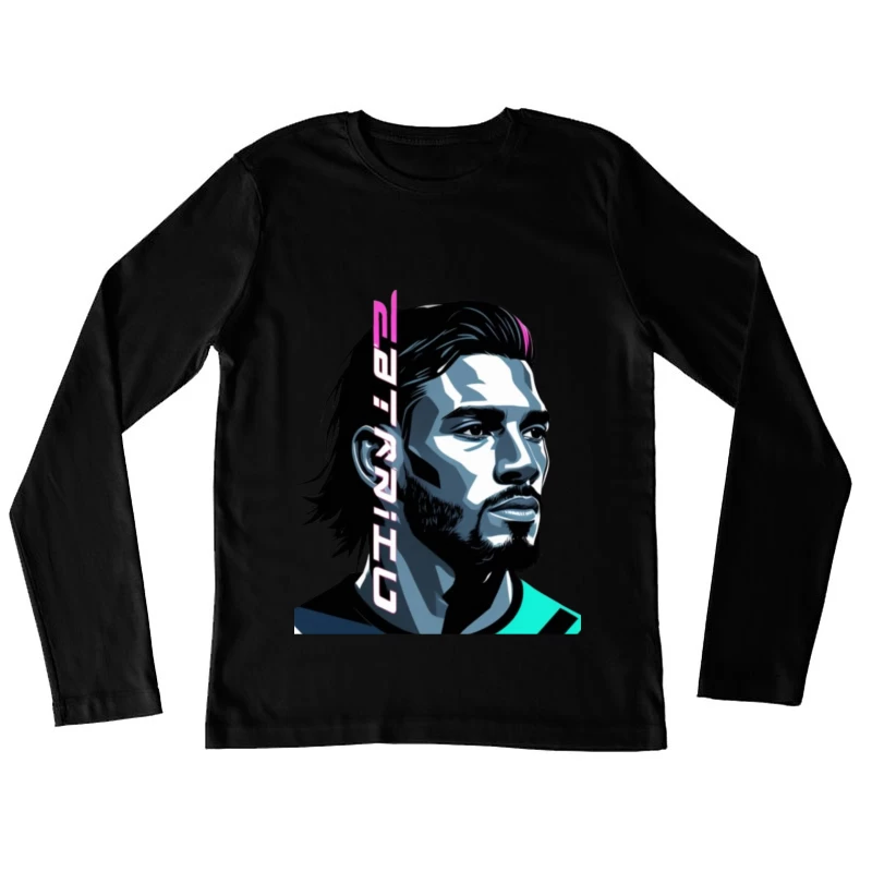 Digital Portrait of an Athlete Female Long Sleeve T-Shirt