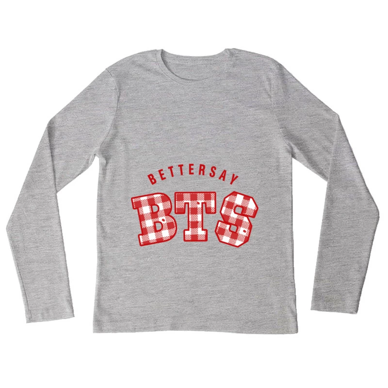 BTS Karomuster Design Damen Langarm T-Shirt