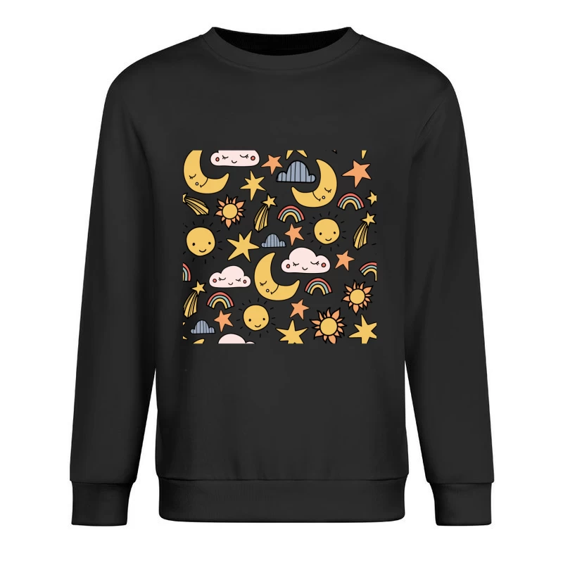 Ciel de nuit joyeux avec lune et étoiles Homme Sweat-shirt à enfiler