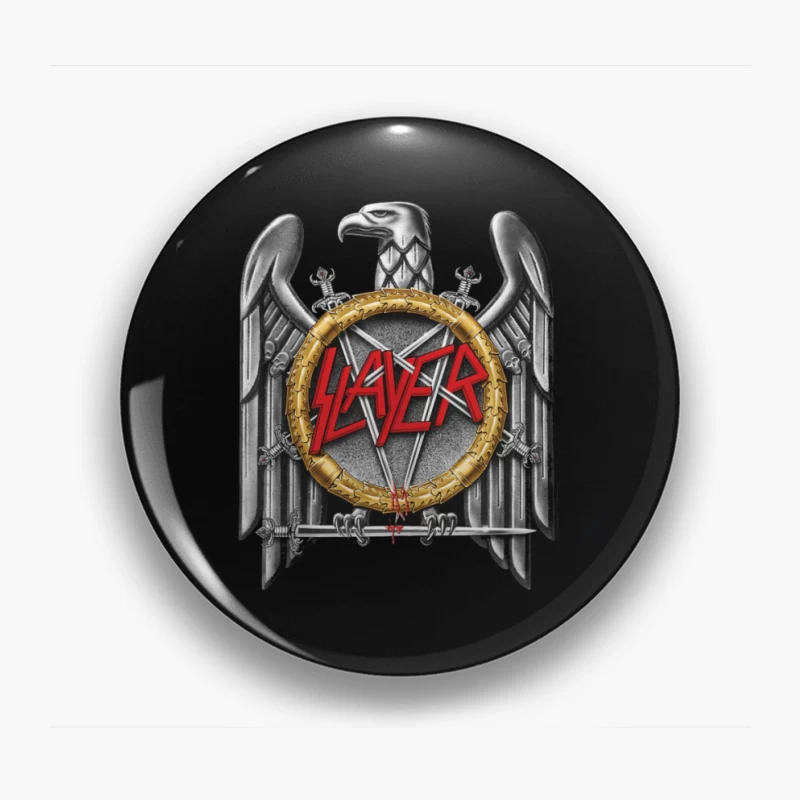 Slayer Metal Band Eagle Emblem with Crossed Swords Pin