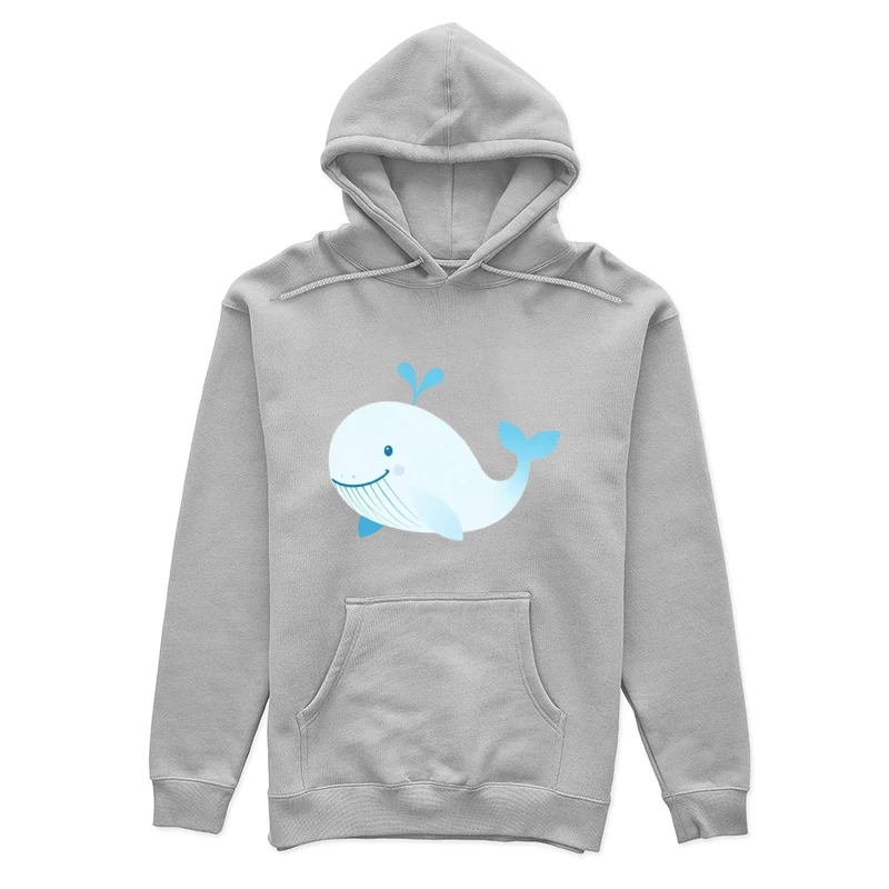 Cute Blue Cartoon Whale Illustration Female Pullover Hoodie