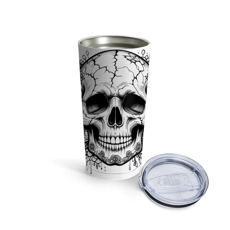 Decorative Skull Illustration Travel Mug