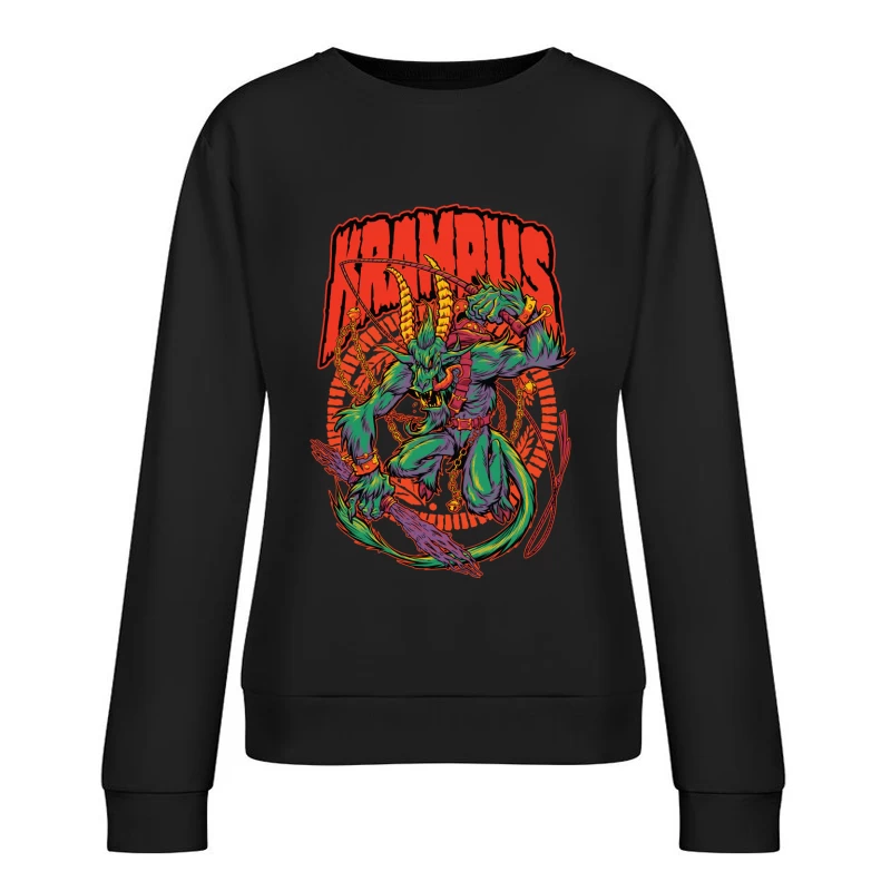 Krampus Holiday Mythology Illustration Female Pullover Sweatshirt